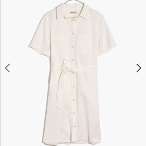 Denim Seamed Courier Tie-Waist Shirtdress XXS NWT